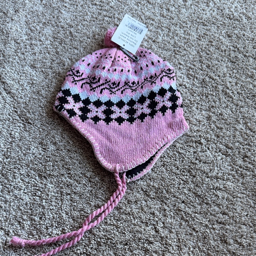 Cozy Pink and Black Kids Knit Hat